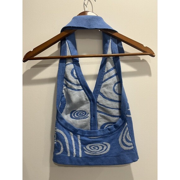 Colorful Natalie Blue Croptop With Collar EUC Women’s Juniors Small - Picture 2 of 4